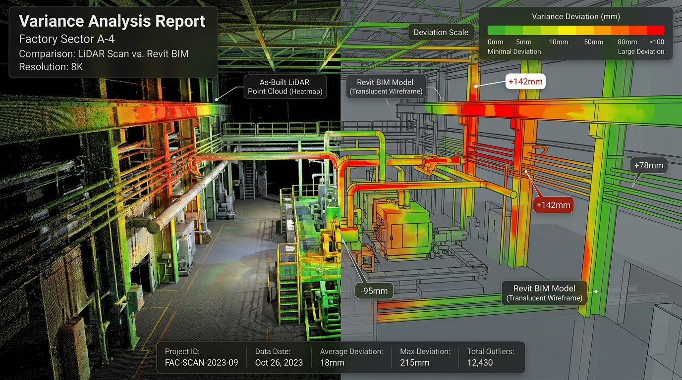 Point Cloud Variance Analysis: Auditing Industrial Plant As-Built Alignment Against CAD Specs